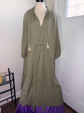 Zara Olive Green Long Sleeve Maxi Dress